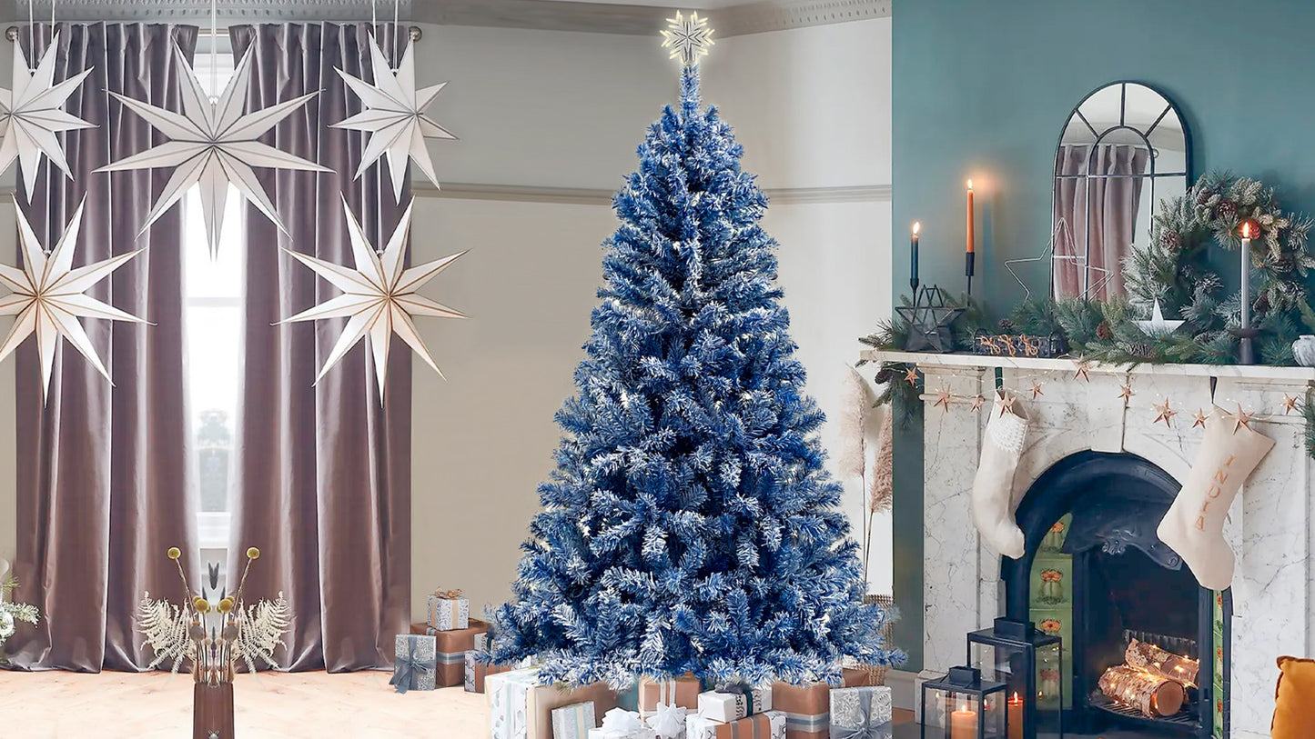 kerstboom met verlichting en sneeuw 183 cm