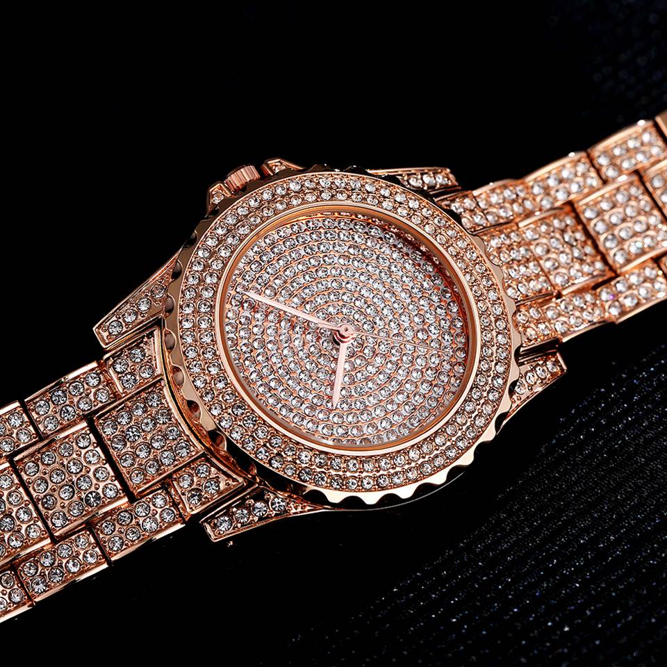 diamanten quartz horloge