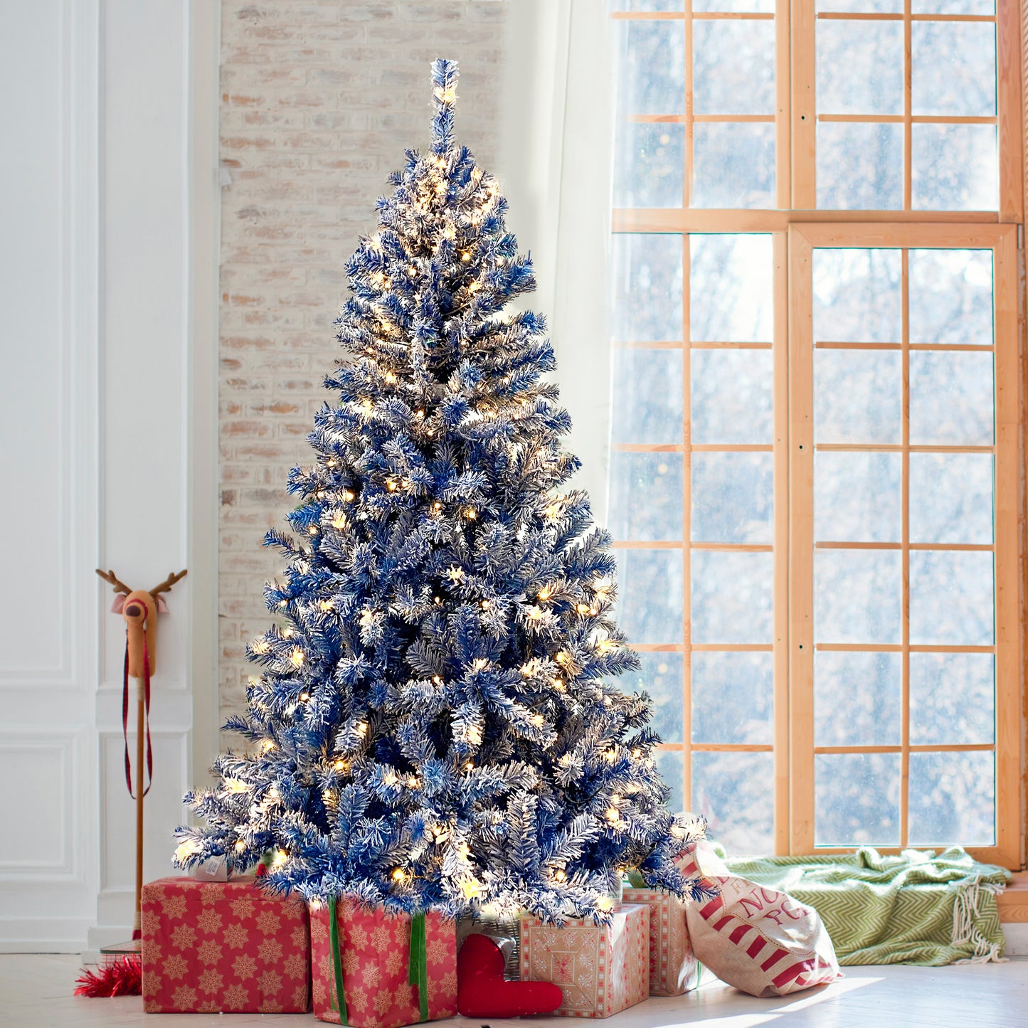 kerstboom met verlichting en sneeuw 183 cm