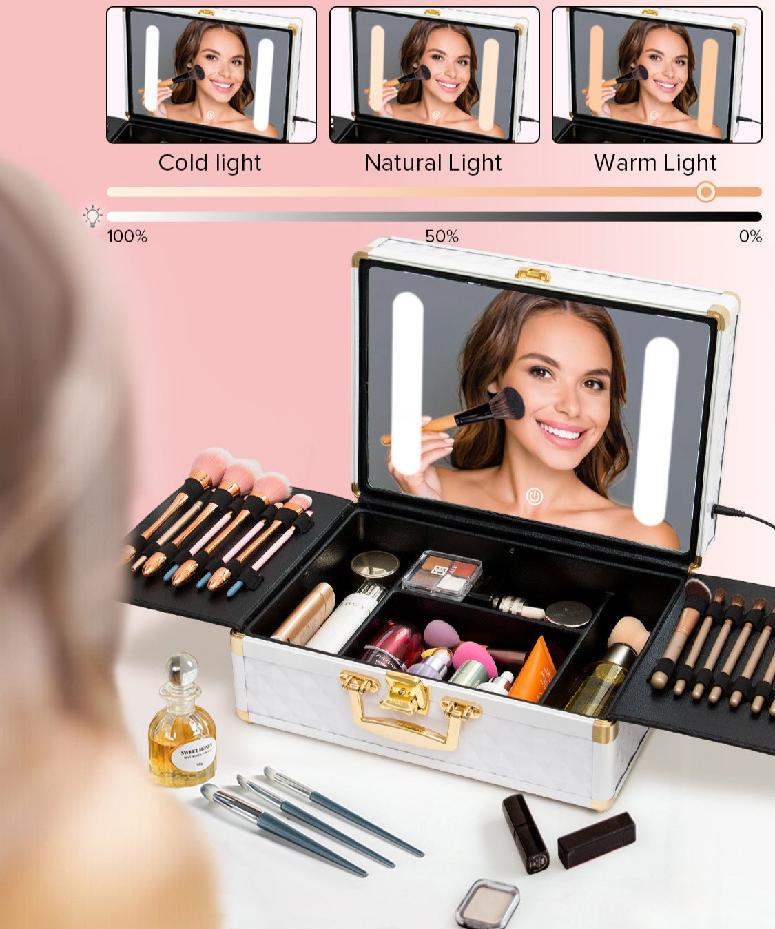 make-up koffer incl spiegel met verlichting