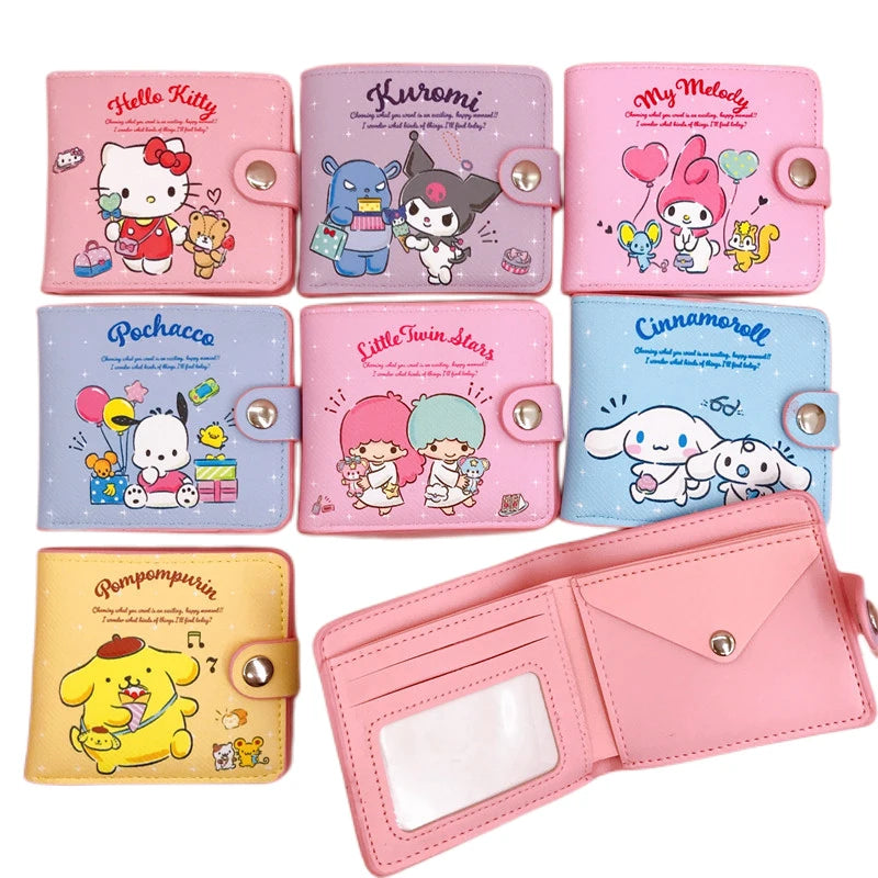 Hello Kitty, Cinnamoroll Kuromi Melody Kawaii portemonnee met knopen
