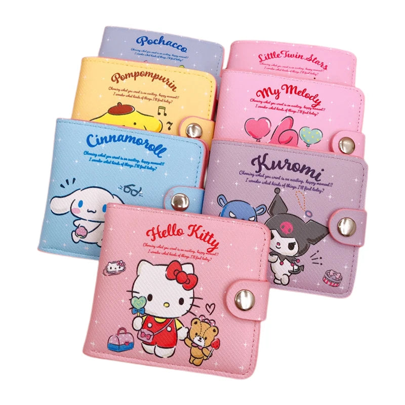 Hello Kitty, Cinnamoroll Kuromi Melody Kawaii portemonnee met knopen