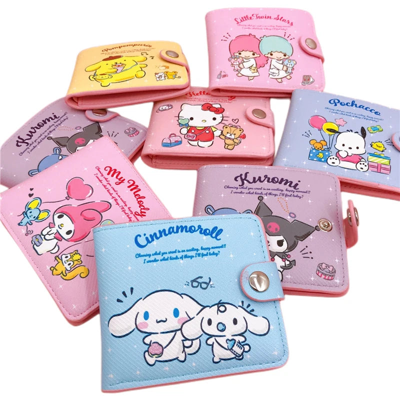 Hello Kitty, Cinnamoroll Kuromi Melody Kawaii portemonnee met knopen