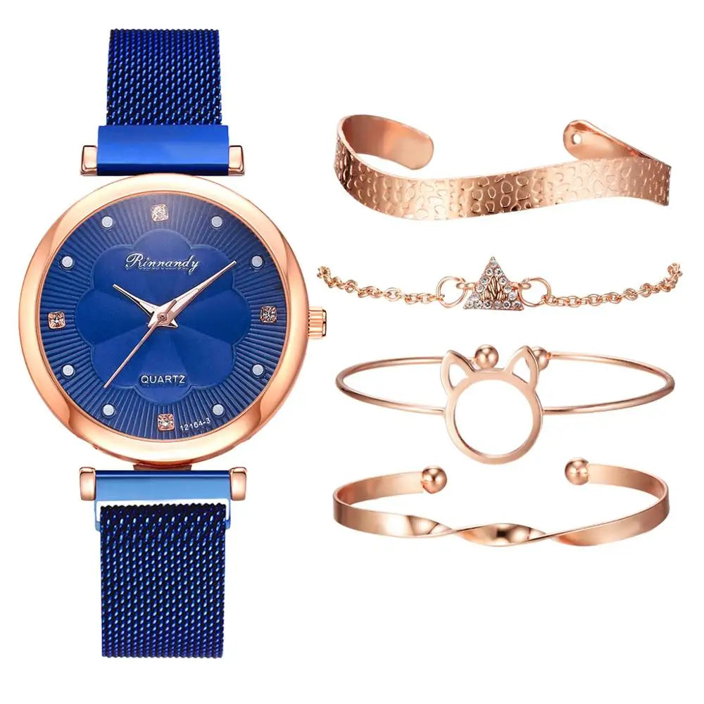 5 piece gits set watch with bracelets