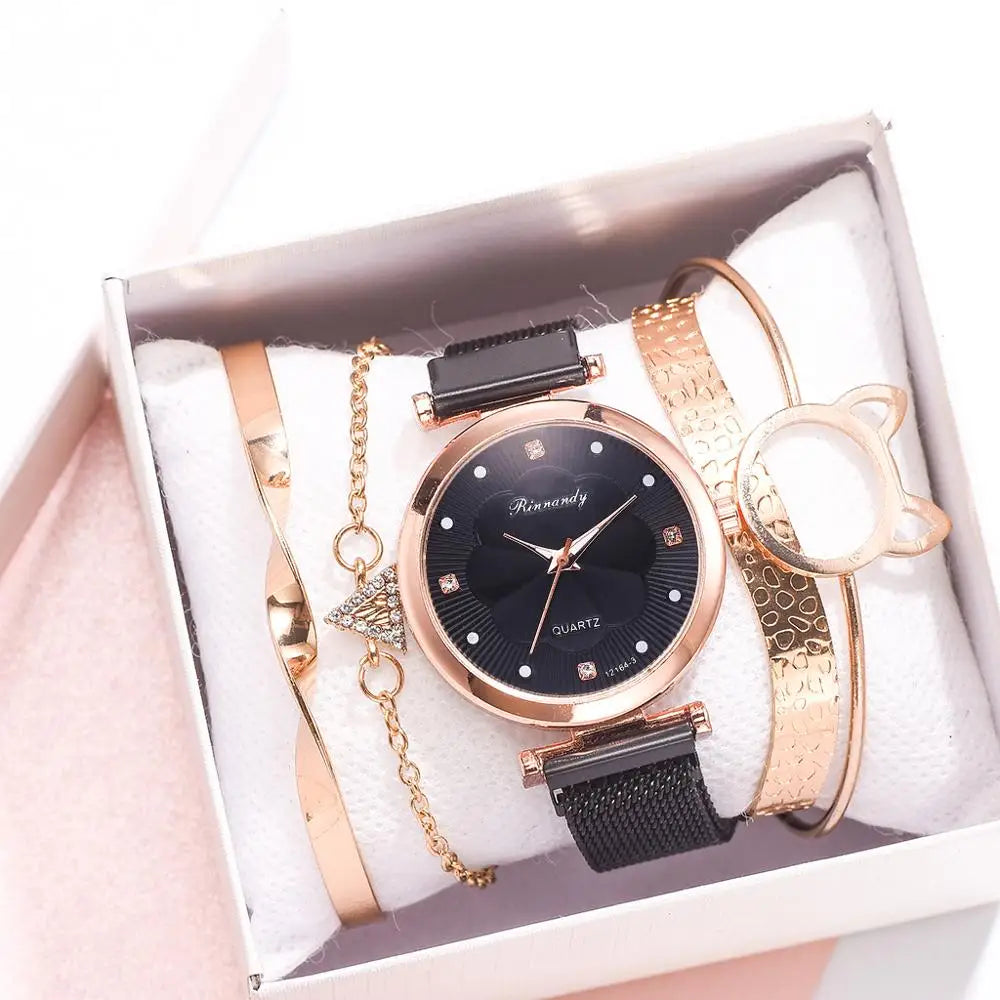 5 piece gits set watch with bracelets