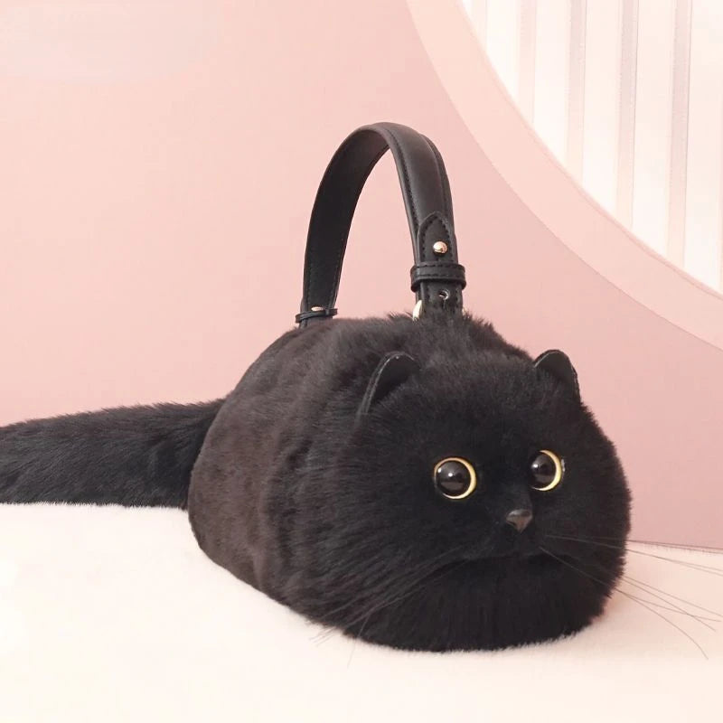 black cat shoulder bag